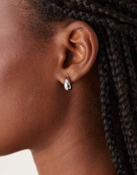 DesignB London teardrop earrings in silver - view 1