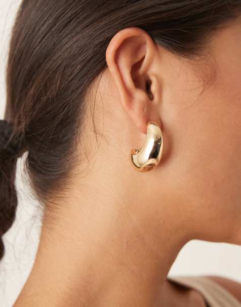DesignB London teardrop hoop earrings in gold - view 1