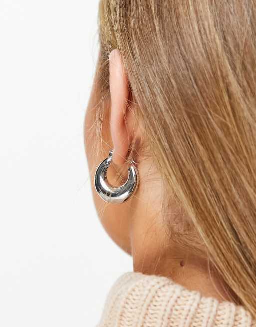 DesignB London teardrop hoop earrings in silver, 2 of 4