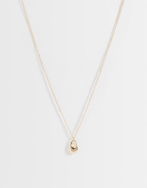 DesignB London teardrop pendant necklace in gold - view 1