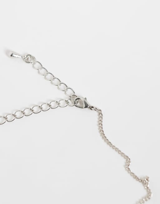 DesignB London teardrop pendant necklace in silver, 3 of 4