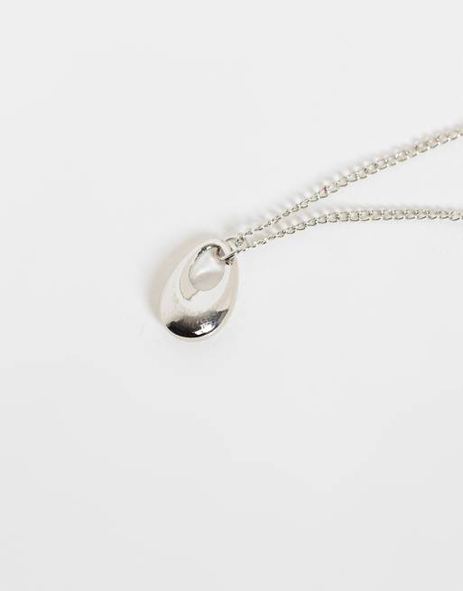 DesignB London teardrop pendant necklace in silver, 4 of 4