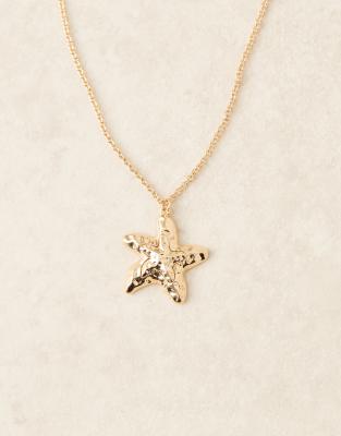 Designb London Textured Star Necklace