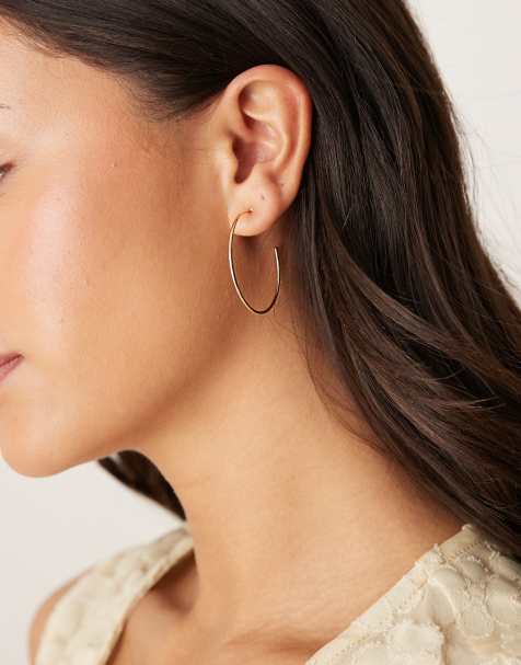 DesignB London thin hoop earrings in gold - view 1