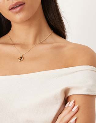DesignB London DesignB London tigers eye pendant necklace in gold