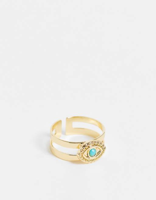 DesignB London toe ring with eye in gold tone