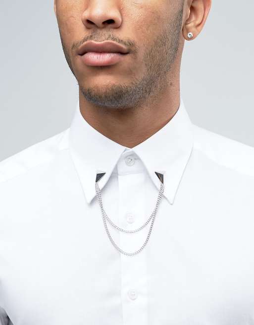 DesignB London triangle collar tips chain in silver