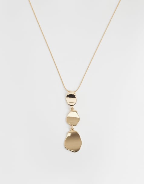 DesignB London triple pendant chain necklace in gold - view 1