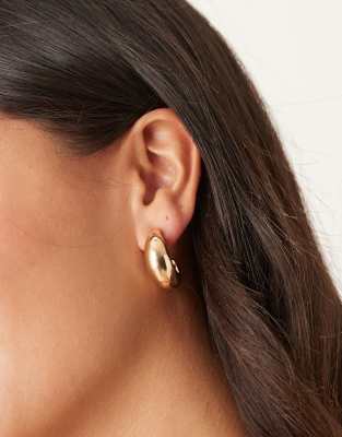 DesignB London - Tropfenförmige Creolen in Gold, 25 mm-Goldfarben