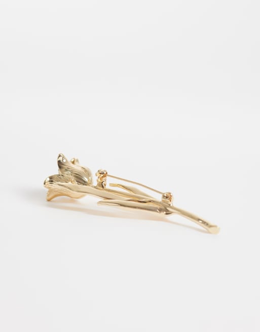 DesignB London tulip brooch in gold tone, 2 of 3