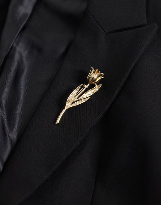 DesignB London tulip brooch in gold, 3 of 3