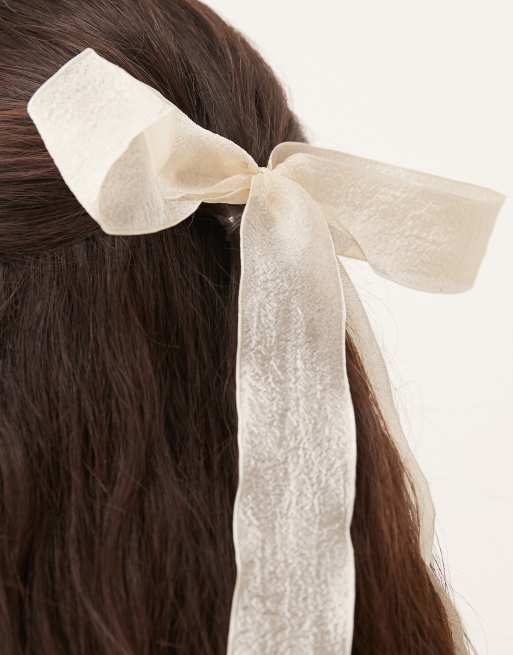 DesignB London – Tüll-Haarschleife in Creme, 4 von 4