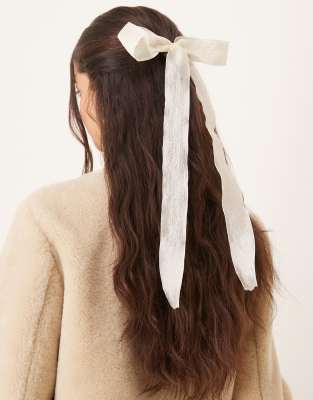 DesignB London DesignB London tulle hair bow in cream-White