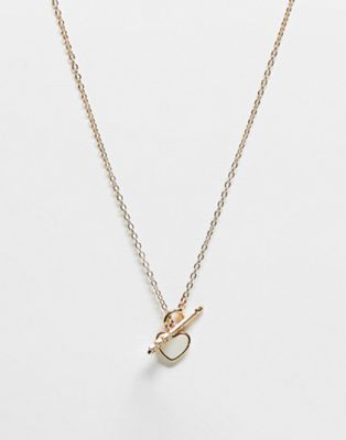 DesignB London valentines cupids bow pendant necklace in gold