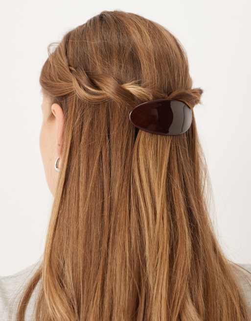 DesignB London – Vinröd, avlångt hårspänne, 3 av 3