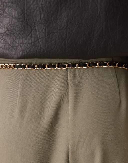 DesignB London – Vintage-Gürtel im Samt- und Kettendesign in Schwarz und Gold, 2 von 3