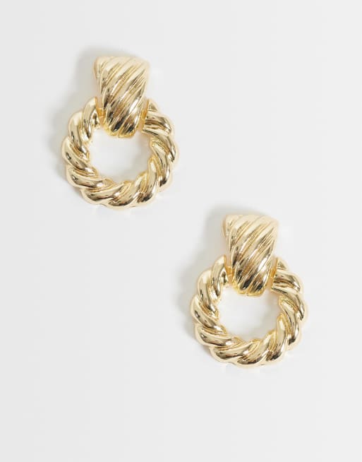 DesignB London vintage-inspired doorknocker earrings in gold tone