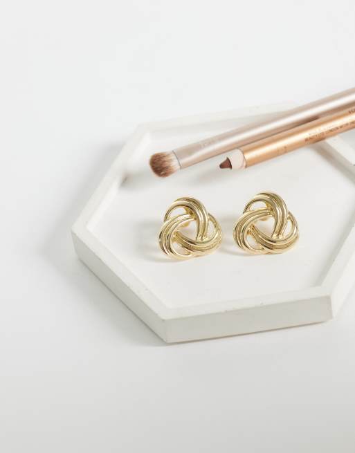 DesignB London vintage inspired knot earrings in gold, 2 of 4