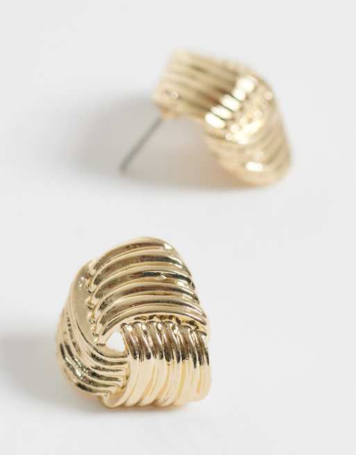 DesignB London vintage inspired knot earrings in gold, 4 of 5