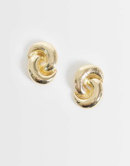 DesignB London vintage inspired knot stud earrings in gold