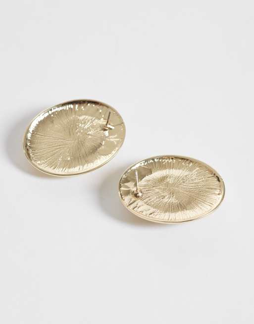 DesignB London vintage inspired studs earrings with amber stone-setting in gold, 4 of 4