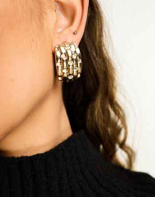 DesignB London vintage look oversized earrings in gold - ASOS Price Checker