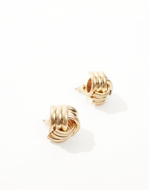 DesignB London – Vintage-Ohrstecker in Gold mit Knoten-Design, 2 von 4