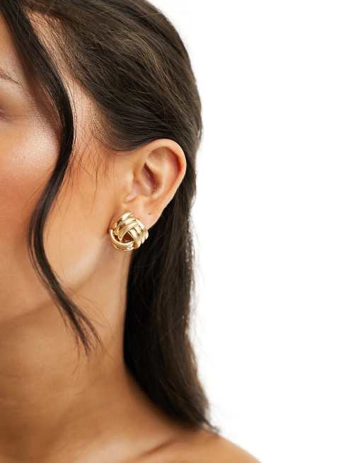 DesignB London – Vintage-Ohrstecker in Gold mit Knoten-Design, 3 von 4