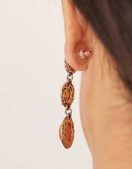 DesignB London vintage stone drop earrings in autumnal hues, 3 of 3