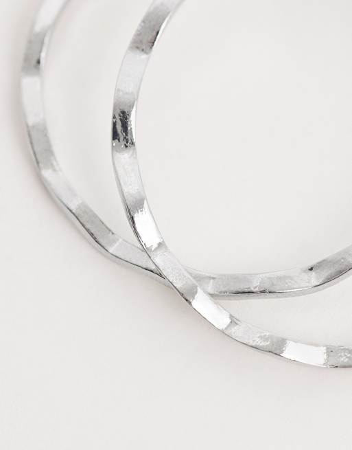 DesignB London wave hoop earrings in silver, 4 of 4