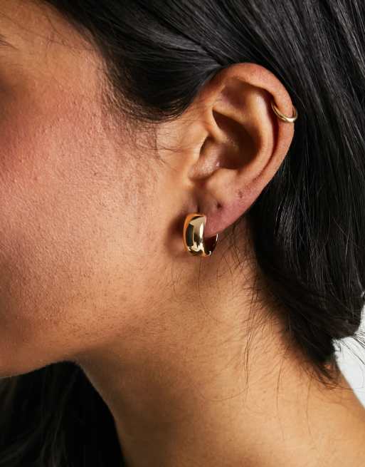 Wide huggie on sale hoop earrings