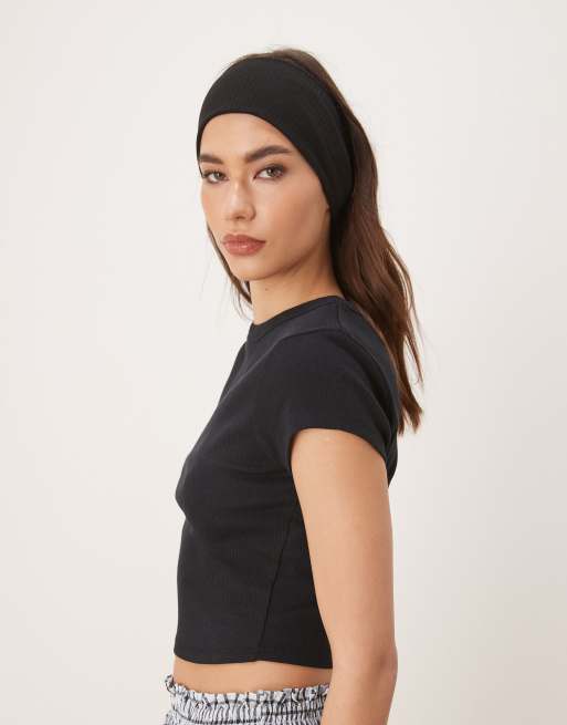 DesignB London wide jersey headband in black, 3 of 3