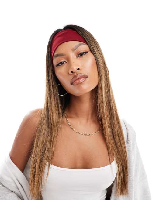 DesignB London wide jersey headband in burgundy  