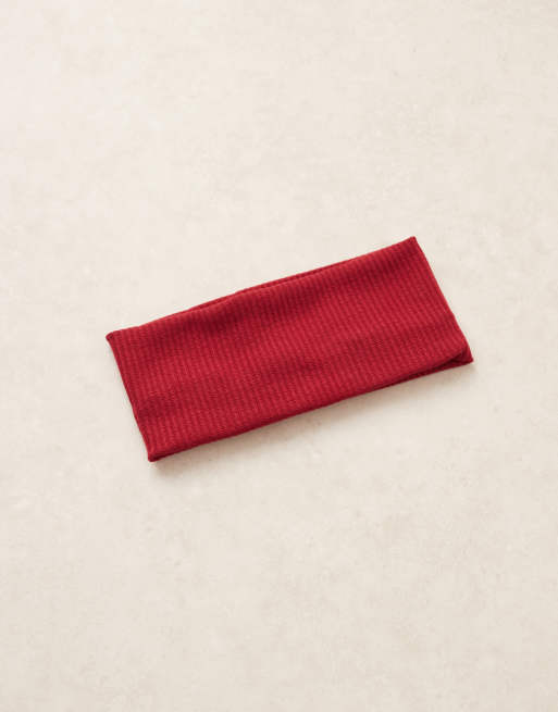 DesignB London wide jersey headband in burgundy, 2 of 3