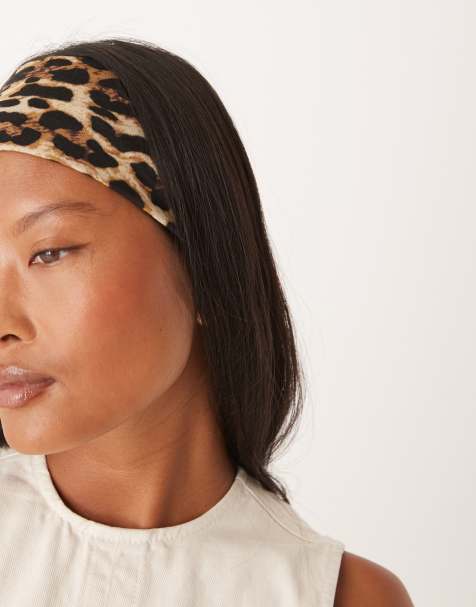 DesignB London wide jersey headband in leopard print - view 1