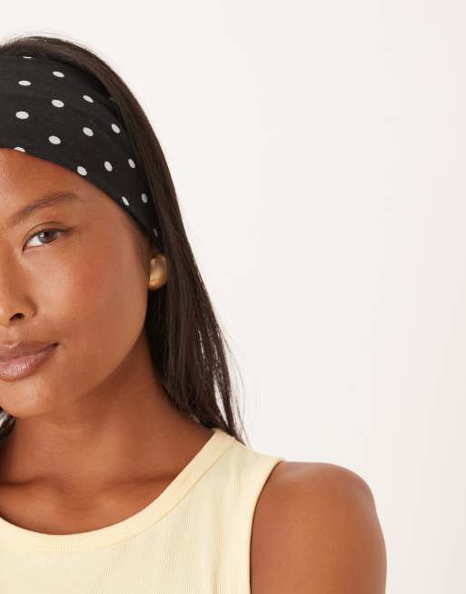 DesignB London wide jersey headband in polka dot print, 2 of 3