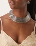 [DesignB London] DesignB London wire statement collar necklace in silver No Size SILVER