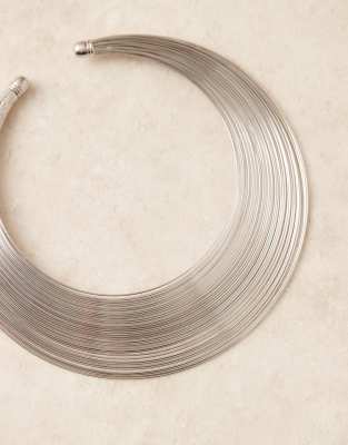 Designb London Wire Statement Collar Necklace In Silver