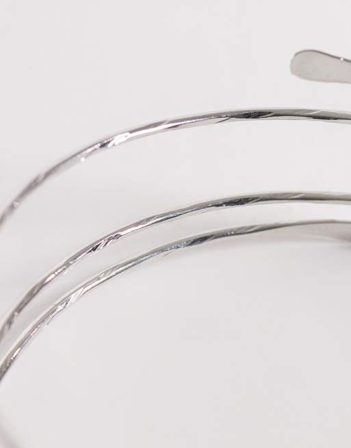 DesignB London wrap around arm cuff in silver, 3 of 3