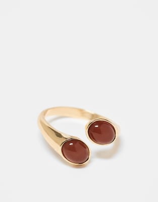 wrap around ring with amber stones in gold