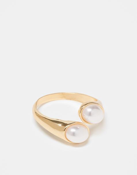 DesignB London wrap around ring with pearls in gold - view 1