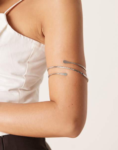 DesignB London wraparound arm cuff in silver - view 1