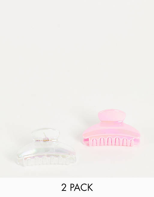 DesignB London x2 pack mini claw hair clips in iridescent resin