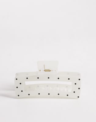 DesignB London - XL-Haarklammer in Schwarz und Weiß mit Polka Dots