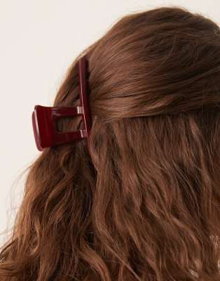 XL hair claw in burgundy-Red