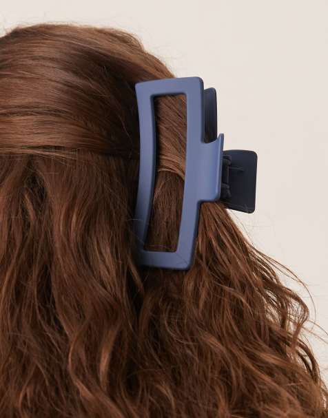 DesignB London XL hair claw in navy blue - view 1