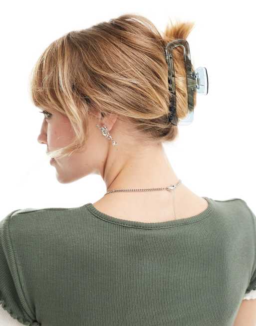 DesignB London XL hair claw in transparent blue  