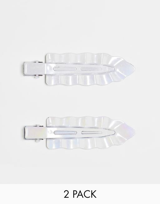 DesignB London – Zestaw 2 spinek w srebrnym kolorze do stylizacji włosów
