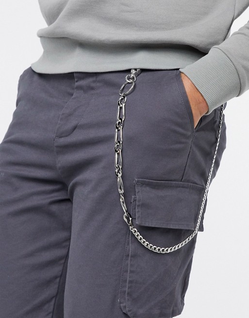 DesignB mixed jean chain in silver with black enamel detailing