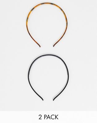 DesignB London pack of 2 basic resin headbands